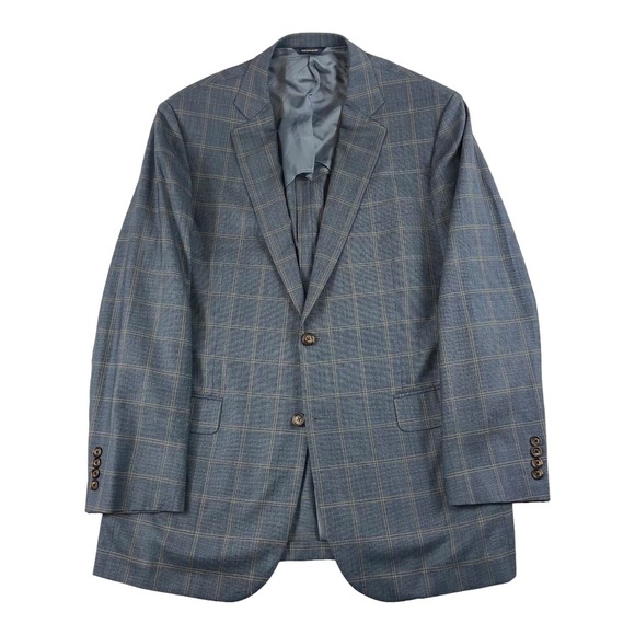 Brooks Brothers Madison Blue Brookscool Windowpane Checked Blazer Size 44L